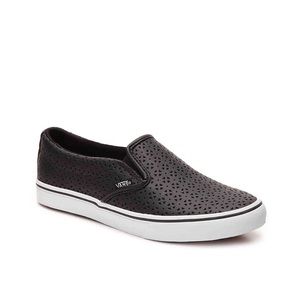 white perforated leather vans